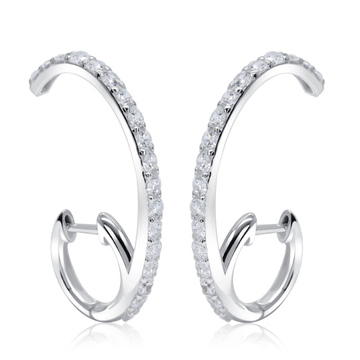 Beautiful Designed with CZ Stone Silver Hoop Earring HO-2474
